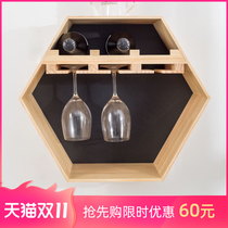 Le Pin Shangju creative wall hanging red wine rack Wall pine storage rack dining table Bar place small wine cabinet shelf
