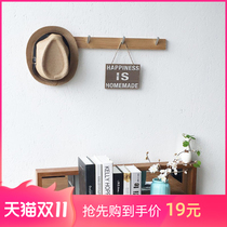 Le Pin Shangju one-shaped wall hanger Wall pine hanger living room coat rack adhesive hook solid wood decorative frame