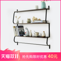Le Pin Shangju Wall hanger solid wood single-shaped partition multifunctional storage rack wall bracket household finishing rack