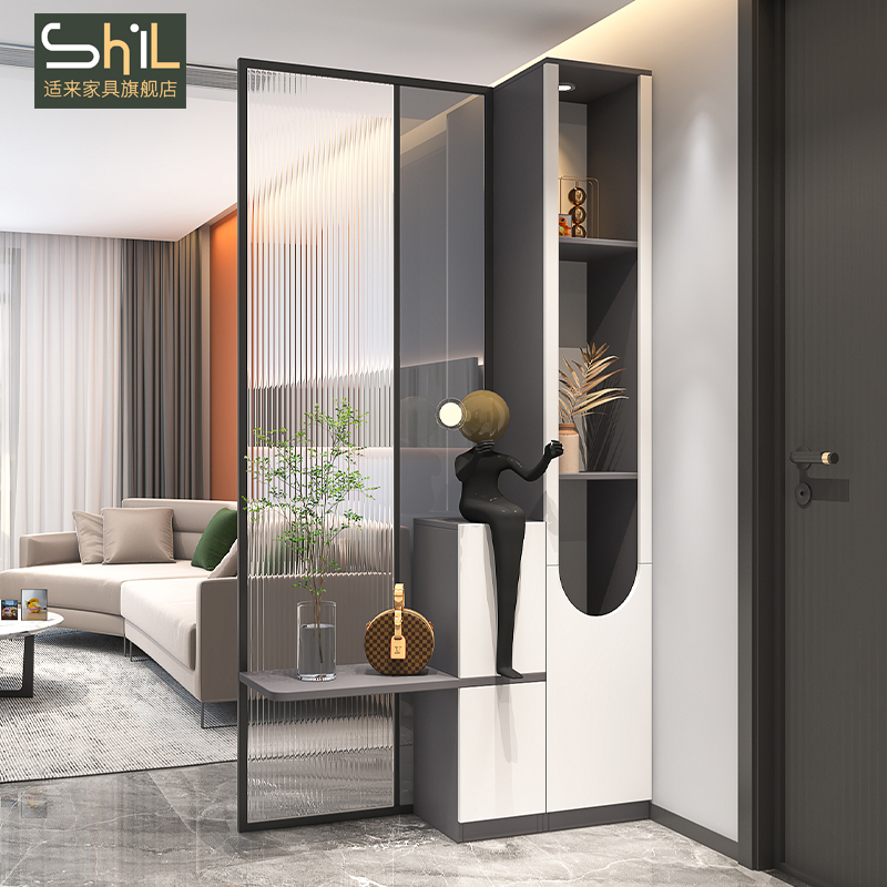 Entrance to the home Teller Living Room Screen Partition modern minimalist light extravagant upscale facing doorway glass iron art partition cabinet-Taobao
