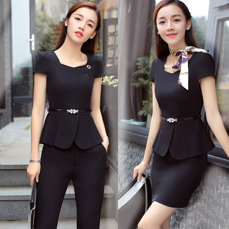 Professional wear women's suit 2023 summer new short-sleeved OL Korean jewelry shop tooling beautician overalls female