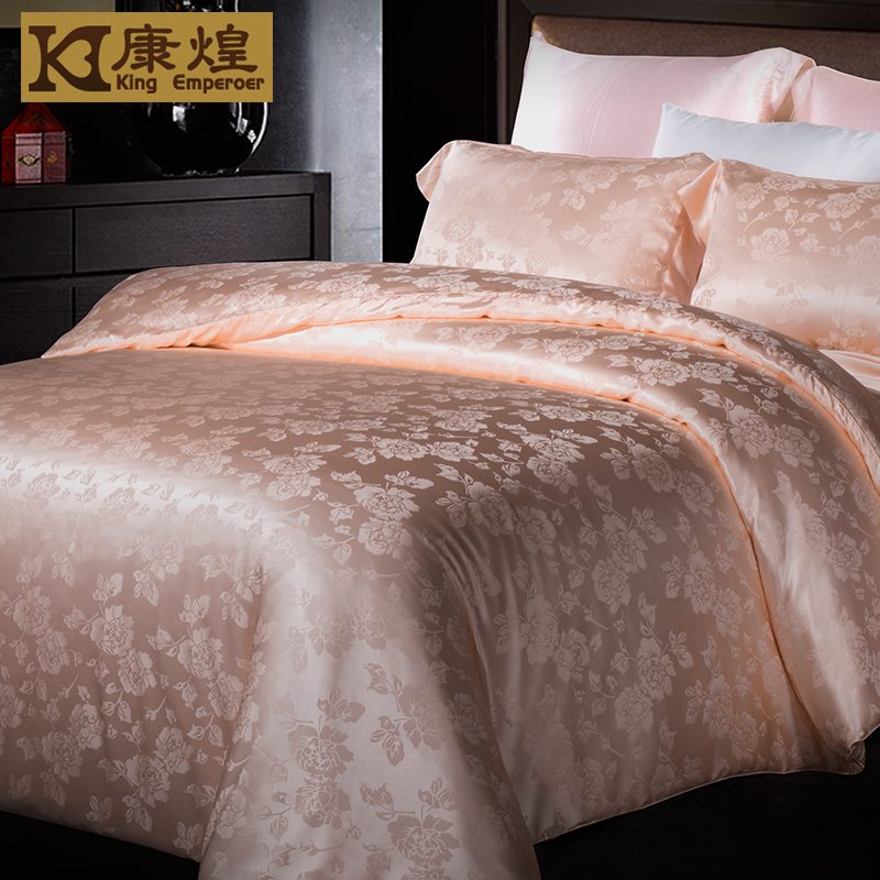 Conhuang Real Silk Bed Four Sets of Heavy Pound Mulberry silk Silk Bed Bedding Linen Quilt-Covered Eurostyle Villa Bed