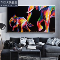 78 Nine pure hand-painted oil painting elephant knife painting modern simple hotel decoration painting living room Study Office hanging painting