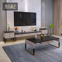 All solid wood light luxury coffee table TV cabinet furniture combination set Modern simple small apartment living room paint coffee table