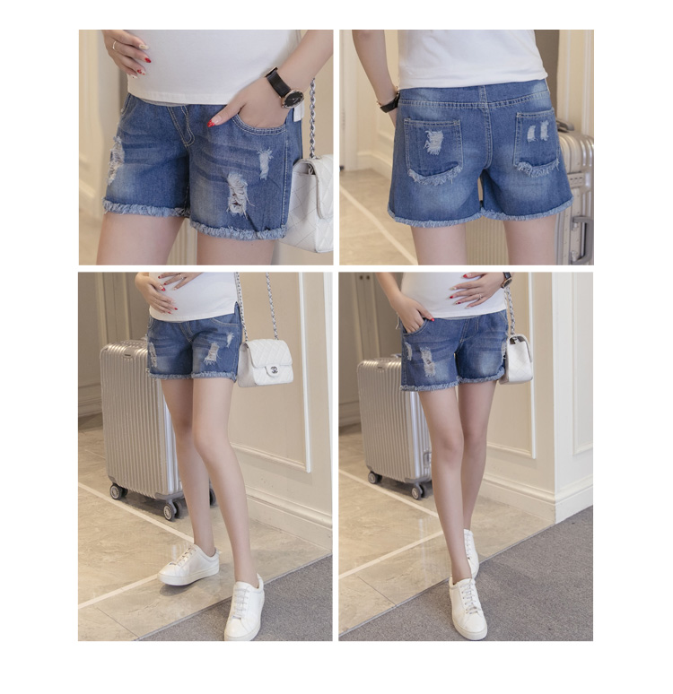 2018 mùa hè mới thấp eo thời trang phụ nữ mang thai quần short denim nữ mùa hè dạ dày mùa hè quần mặc jeans