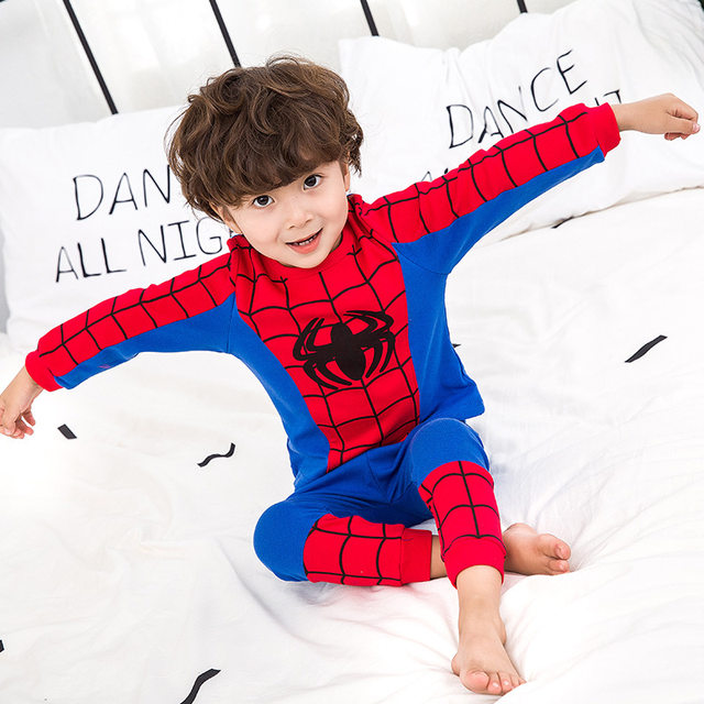 Boys' Autumn Clothes Pure Cotton Thermal Underwear Set Superman Clothes Autumn Clothes Autumn Pants Spider-Man Children's Pajamas Boys