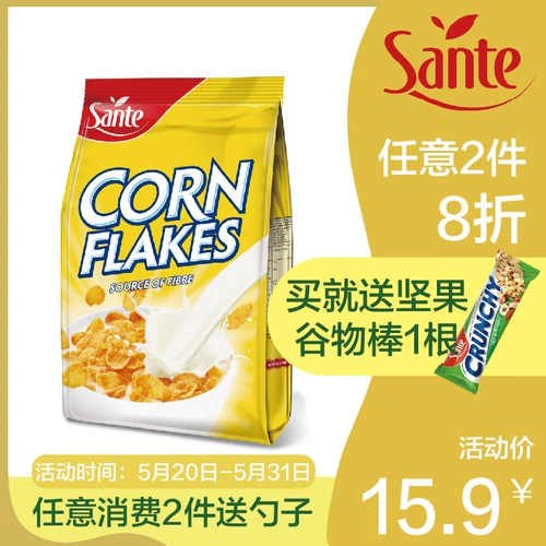 Sante/Sancharian Crispy Corn Таблицы 250 г еды на завтрак не -лифридного выпечки зерна
