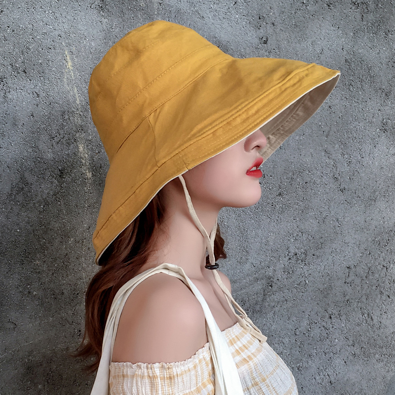 Double sided Korean version sunscreen hat children 100 hitch sun protection UV rays big along the shade day ensemble red fisherman hat lady