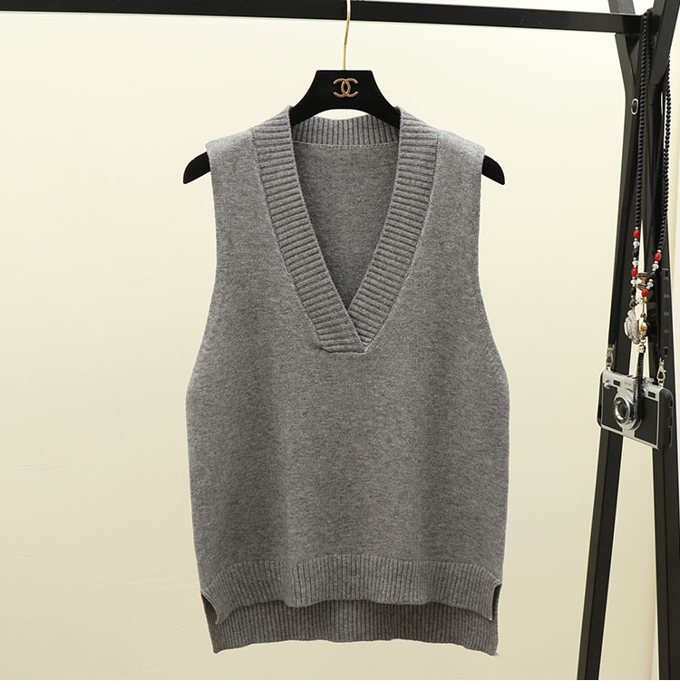 Áo len cổ chữ V của phụ nữ áo len mùa thu đông 2018 phiên bản mới của Hàn Quốc của áo vest ngắn đoạn bf không tay áo len lông