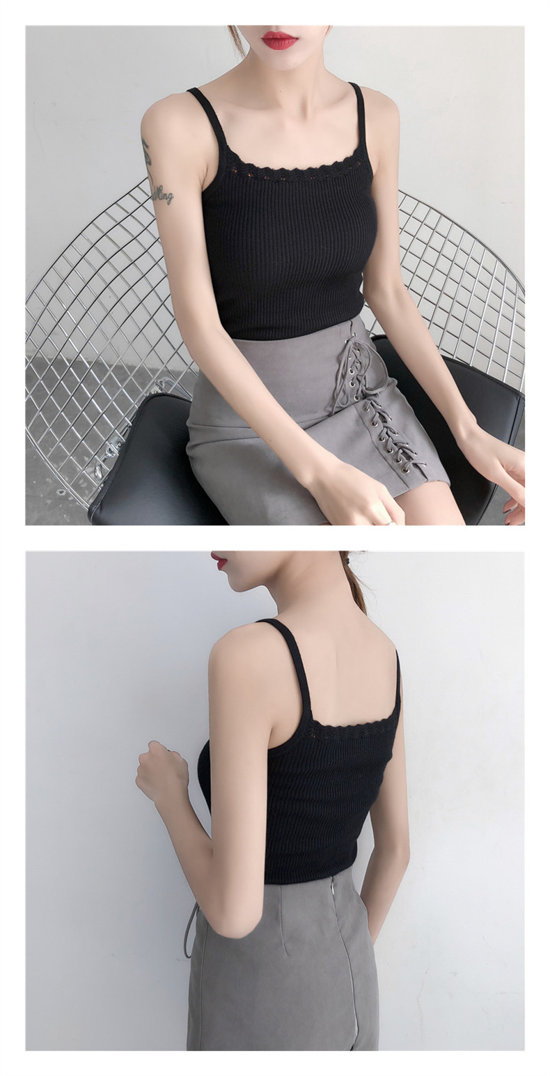 Áo vest yếm cộng với nhung mùa thu đông 2018 mới bên trong đoạn ngắn thon gọn áo len dệt kim ấm áp shop thời trang nữ