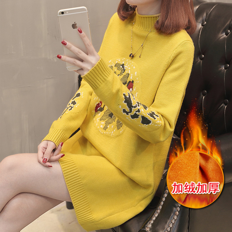 Anti-mùa qingcang phụ nữ áo len siêu lửa dày 2020 mới nước giả nhung knitsweater sâu đến đầu gối lỏng lẻo mã quần áo của phụ nữ