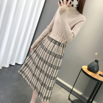 Medium length style with bottom-line sweater dresses autumn winter 2022 new ocean gas over kneecap bottom-shirt fashion net red knit dress