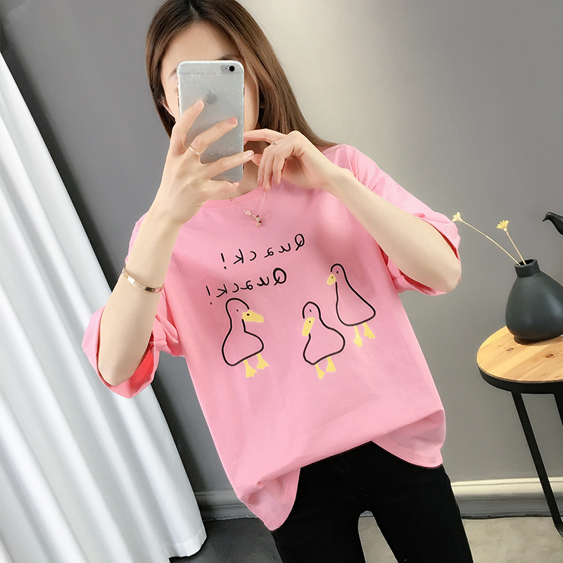 Tuổi-giảm t-shirt nữ 2020 mùa hè Hàn Quốc phiên bản của mã lớn hiển thị in phim hoạt hình mỏng thời trang ins triều hit nửa tay áo hàng đầu