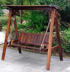 Outdoor Solid Wood Swing Chair Indoor Adult and Children Double Hammock Outdoor Anti-Corrosion Courtyard Garden Hanging Basket Rocking Chair