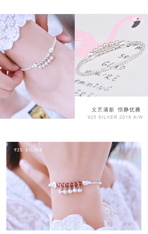 S925 sterling bạc ban đầu hạt bạc pha lê dâu tây vòng tay vòng chân nữ phiên bản Hàn Quốc quà tặng bạn gái đơn giản - Vòng chân