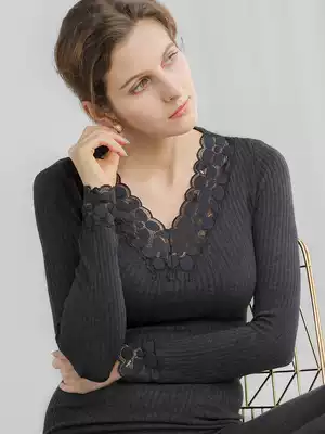 Fever Lace V-collar ladies hot clothes seamless high-elastic body slim autumn clothes sanitary pants set sanitary clothes