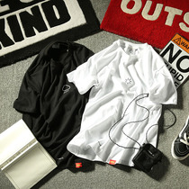 Weather forecast Summer American retro tradesmen print T-shirt Japanese casual short-sleeved youth loose base shirt