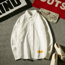 Warm Men Autumn Korean fashion Mens solid color shirt Japanese casual youth contrast color long sleeve shirt