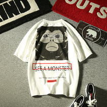 Stare summer American fashion Mens printed short sleeve T-shirt Japanese casual loose half-sleeve bottoming top