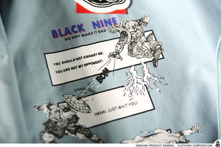 Warring States League Ông Kirin Mùa thu Áo bảo hộ lao động Mỹ Áo khoác nam Thời trang Nhật Bản In áo sơ mi Colorblock - Áo khoác đôi áo phông nam