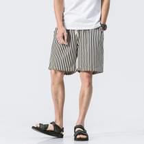 Lan Shan summer Japanese casual color striped tide men Beach pants American retro youth casual shorts
