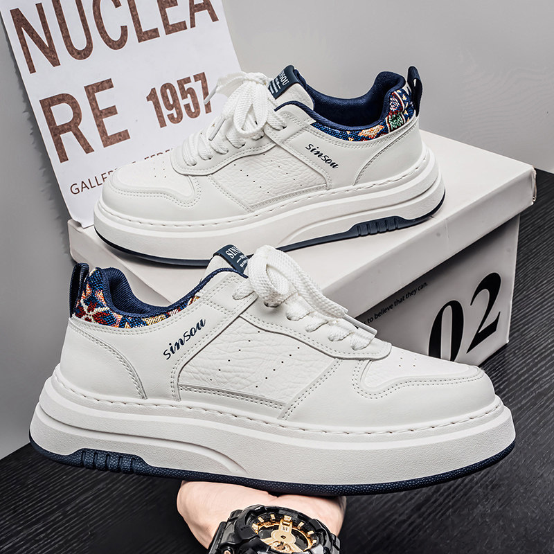 Men's Shoes Winter 2025 New Trendy Brand High-End Feel Youth Soft-Soled Casual Versatile Sports Height-Increasing White Sneakers