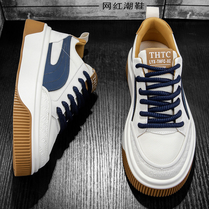 Autumn Men's Shoes 2025 New Niche Design Versatile Casual Sneakers Youth Thick-Soled Sports White Trendy Shoes