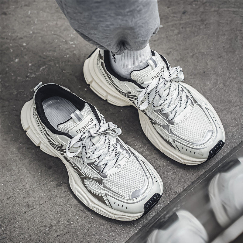 Putian Men's Autumn and Winter Trendy Brand 2025 New Mesh Sports Casual Men's Height-Increasing Running White Dad Sneakers