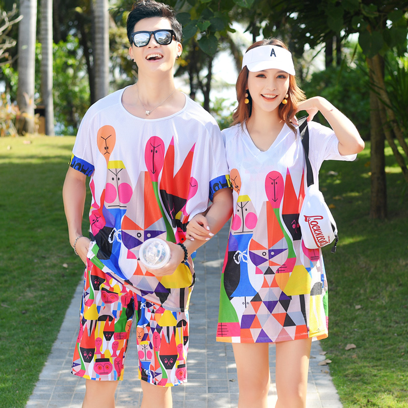 Couple swimsuit set Beach pants belly cover couple sports swimsuit Water park seaside hot spring bathing suit