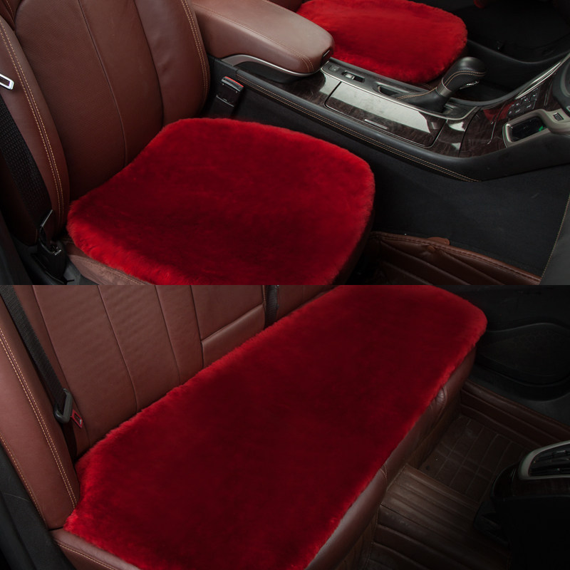 Car seat cushion wool three-piece winter short plush monolithic wool pad new non-slip tie-free seat cushion car cotton pad