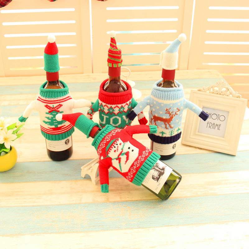 Santa red wine bottle set champagne set snowman christmas tree high-end sweater bottle set banquet hotel decorations
