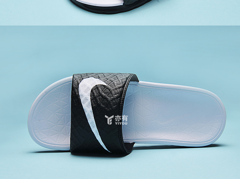 Dép Nike nữ Benassi mùa hè mới đôi giày đi biển màu đen và trắng không trơn và dép thể thao 705485-010 dép fendi
