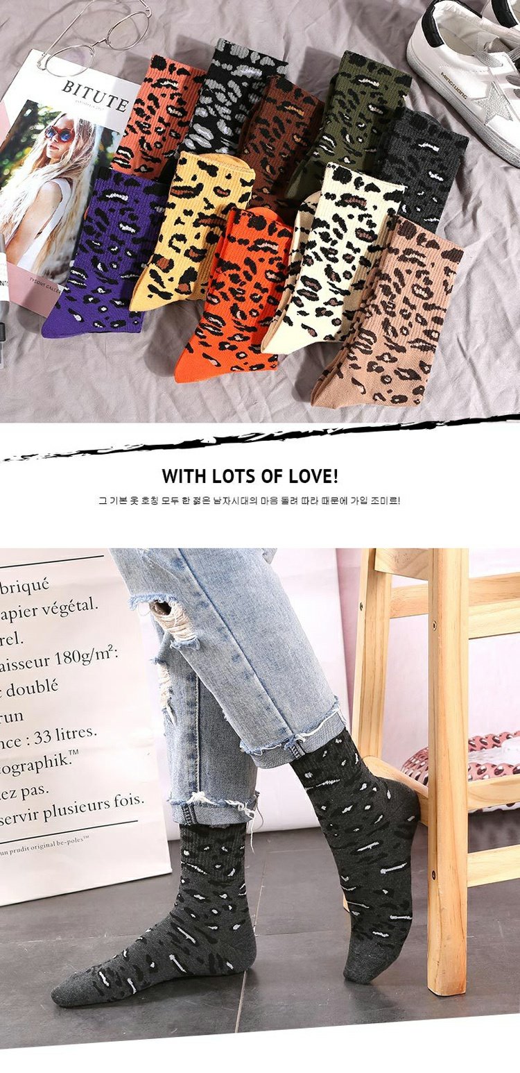 Mùa thu và mùa đông vớ cotton retro cotton ấm áp thời trang cá tính xu hướng da báo trong đống vớ shop bán tất nam nữ