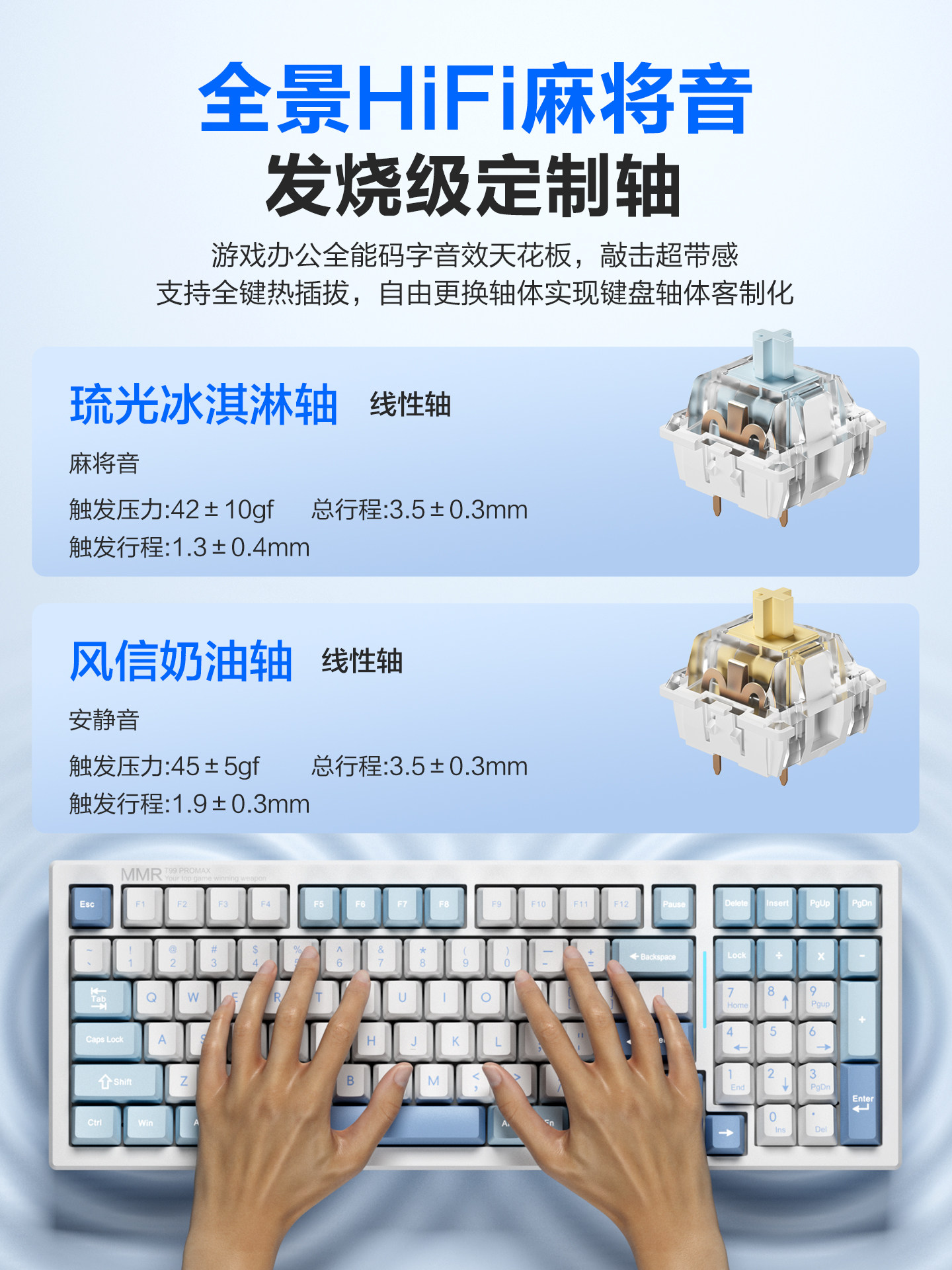 Three-Mode Wrangler T99 Customized Mechanical Keyboard Wireless Bluetooth Gaming Dedicated Office Side-Engraved Silent