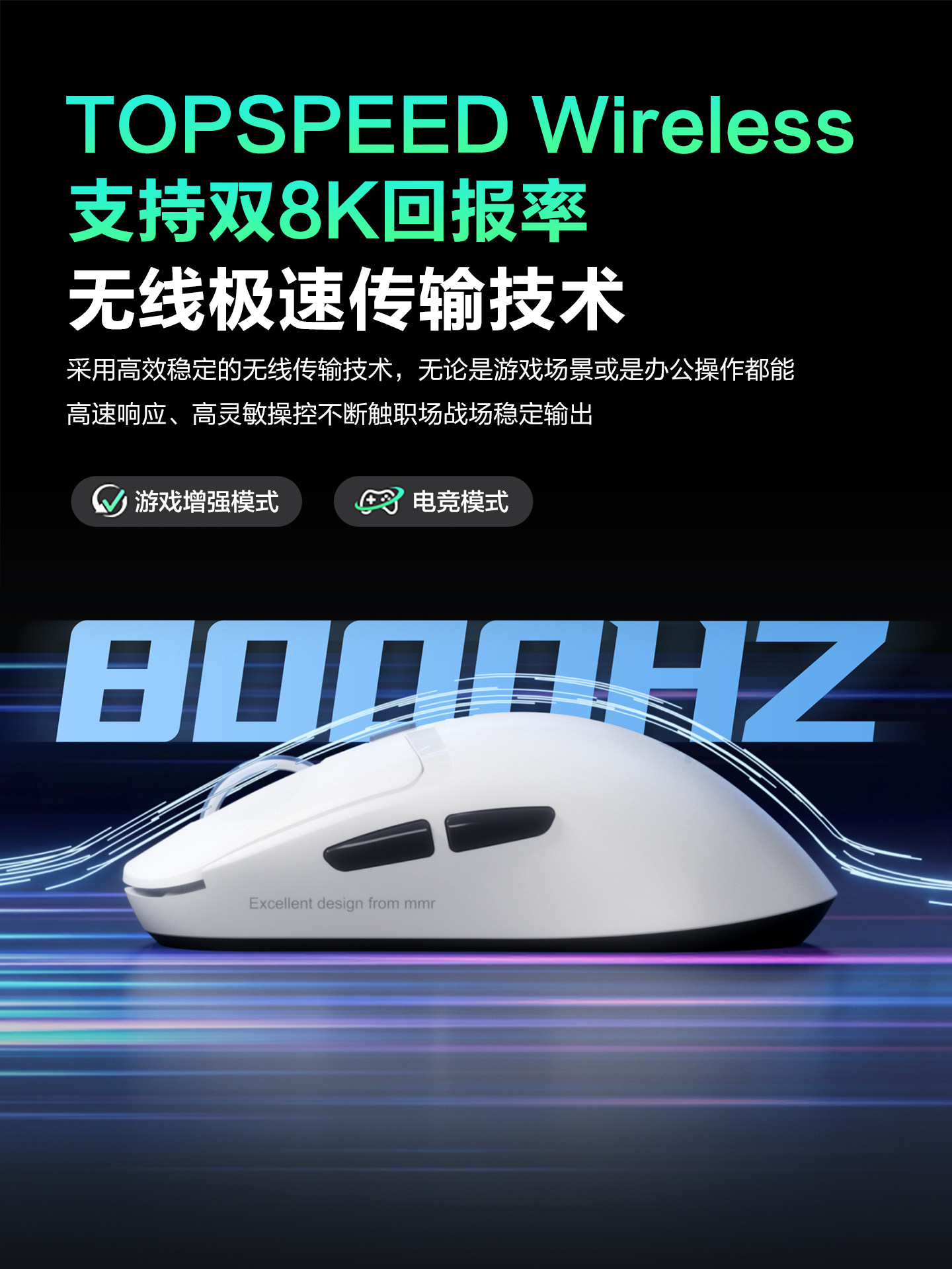 Mmr Wrangler A6Ultra Three-Mode Gaming E-Sports Mouse Wireless Bluetooth 3395 Lightweight Computer Office