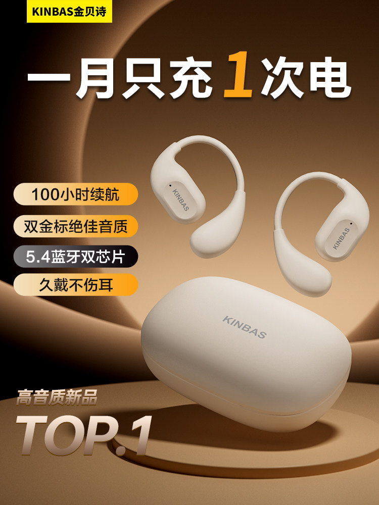 100 Hours of Long Battery Life_ Bluetooth Earphones, Over-Ear Wireless Bone Conduction, Open Design, Non-In-Ear, for Sports and Gaming 2026
