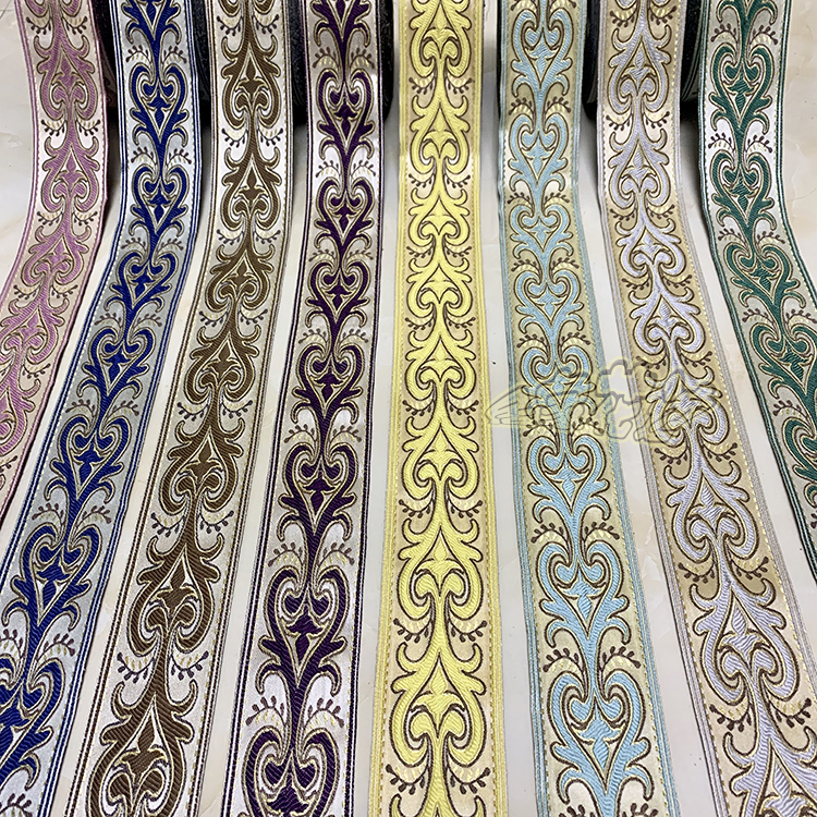 Curtain Accessories Accessories Jacquard side splicing trim Edging Relief Brief Eu Style Sofa Towels Pillow Embroidered Floral Fabric