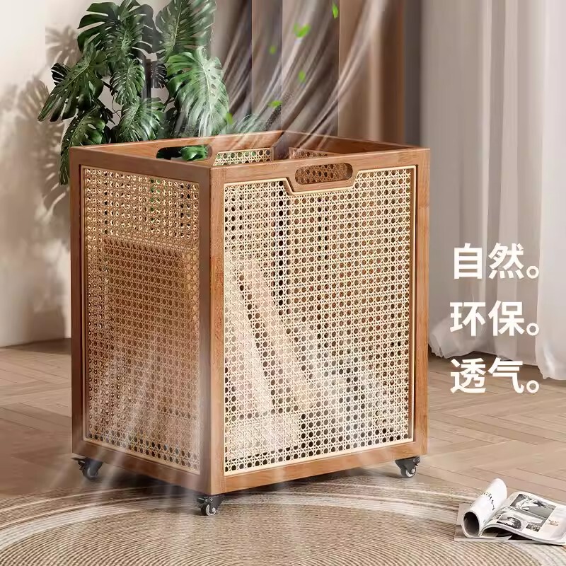 Solid Wood Dirty Clothes Basket, Clothes Storage Basket, Plush Toy Storage Bucket, High-Value Mid-Century Style Laundry Basket