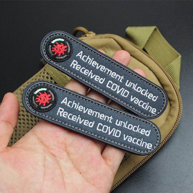 I was vaccinated with vaccine Embroidery Strip Magic Sticker personality Backpack Vaccination Vaccination Mark Morale Badge badge-Taobao