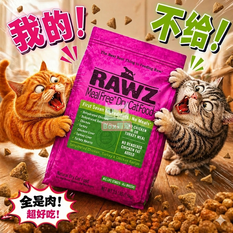 Rawz Imported from the Usa, Low-Temperature Slow-Cooked Fresh Meat High-Protein Turkey and Salmon Cat Food, 7.8 Lbs, for Beautiful Fur