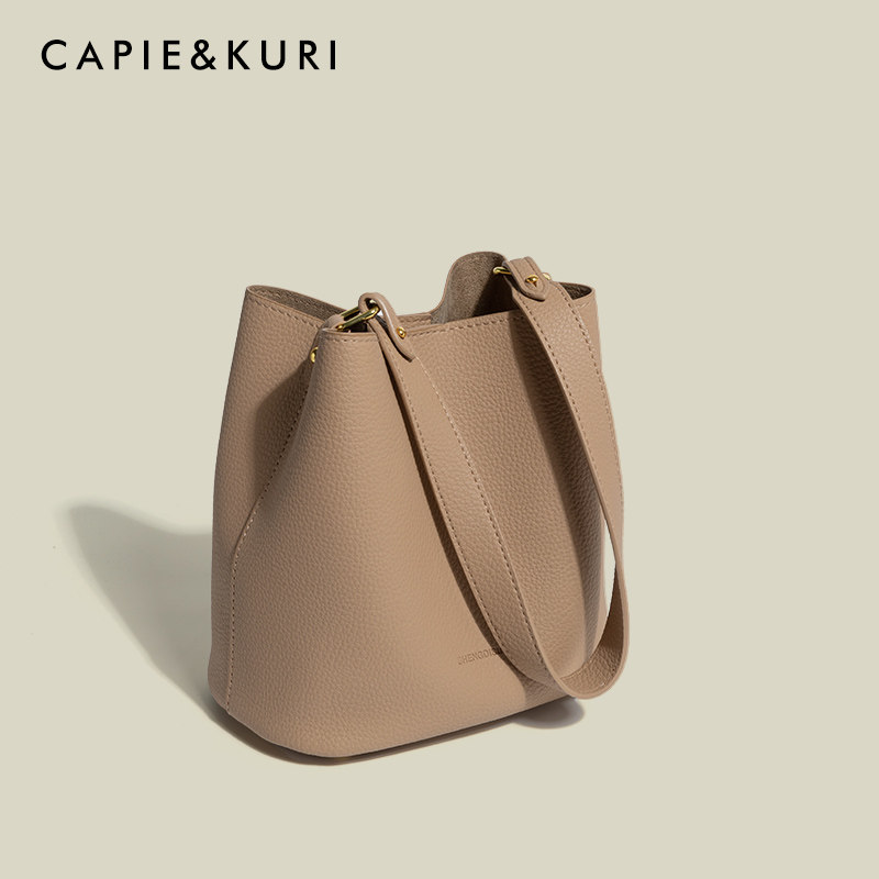 CAPIE&KURI Authentic Textured Bucket Bag for Women 2024 New Fashion Large Capacity Commuter Shoulder and Crossbody Bag