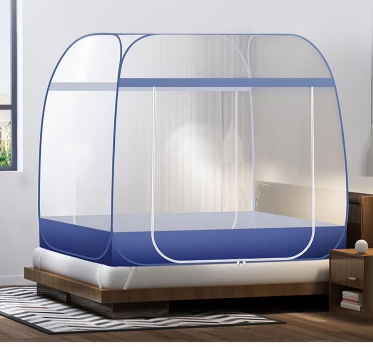 Mosquito Net Home Bedroom New free installation Single double door Large bed anti-fall encrypted mosquito net free of bracket square Mongolia bag