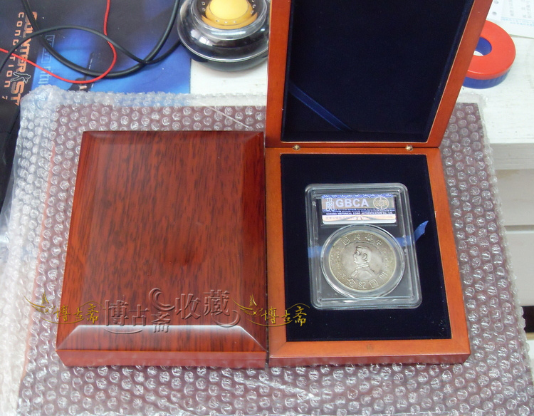 PCGS NGC Solid Wood Manufacturing Hauhua Type Single Silver Coin Appraisal Box Collection Box Upscale Wood Box Inprint Character