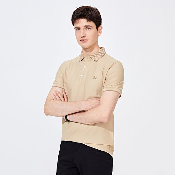 [Pure cotton] Navigare Italian dinghy summer short-sleeved polo shirt men's khaki casual lapel T-shirt