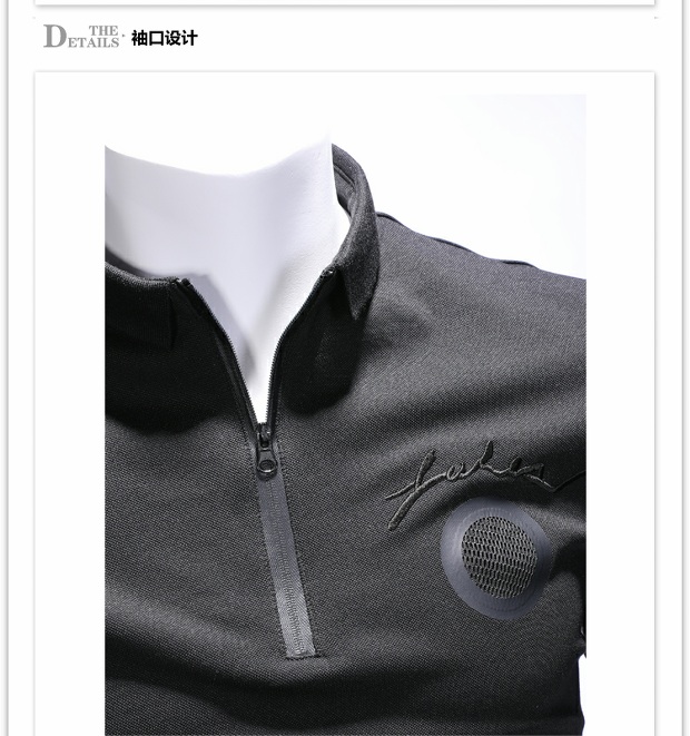 [Giải phóng mã bị hỏng] ve áo nam t 桖 nam cá tính dây kéo thêu màu rắn Áo thun polo mỏng Mu Yitize t shirt golf