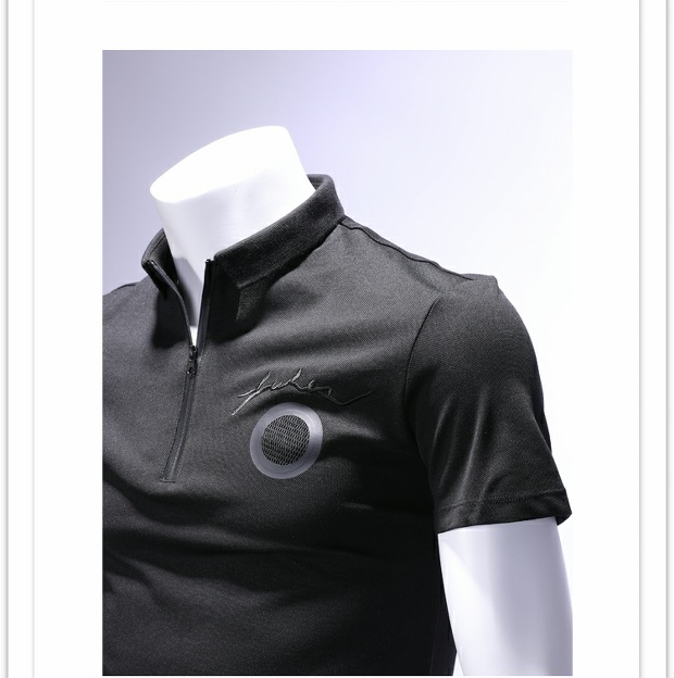 [Giải phóng mã bị hỏng] ve áo nam t 桖 nam cá tính dây kéo thêu màu rắn Áo thun polo mỏng Mu Yitize t shirt golf
