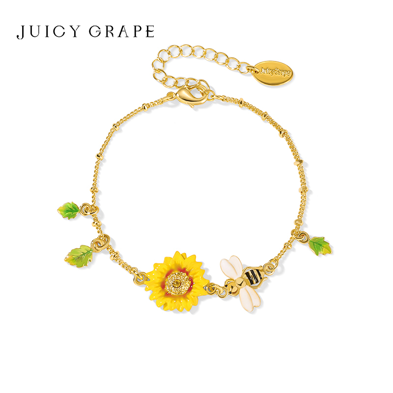 Juicy Grape Original Design Sweet and Elegant Bee and Sunflower Bracelet for Women, a Top Choice Gift for Girls