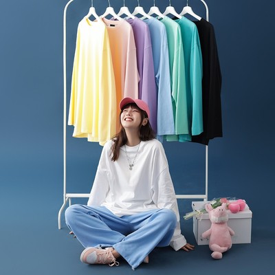 taobao agent T-shirt, base white cotton long-sleeve, bottom shirt, 2022 collection, long sleeve