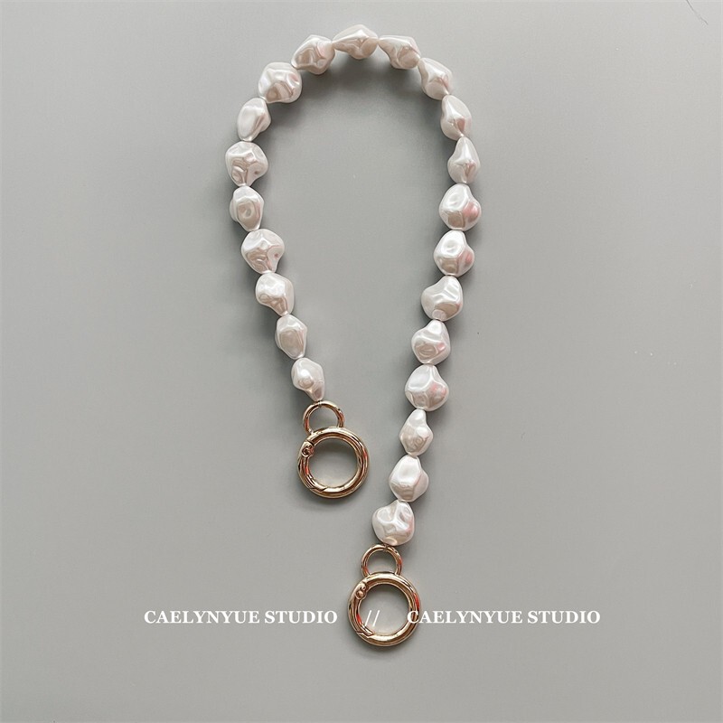 Artificial Baroque Irregular Pearl Bag Chain Handbag Shoulder Bag Underarm Phone Case Anti-Drop Phone Chain Decoration Trendy