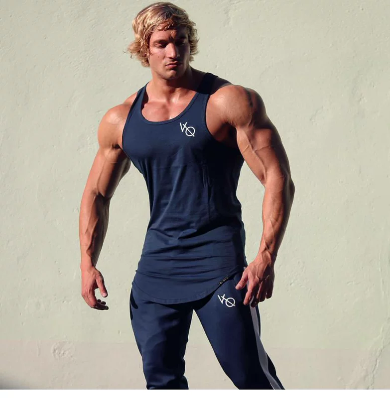 Con số có giá trị mới anh trai cơ bắp VQ thể thao chạy áo yếm nam thể dục không tay áo sơ mi màu đáy - Áo vest